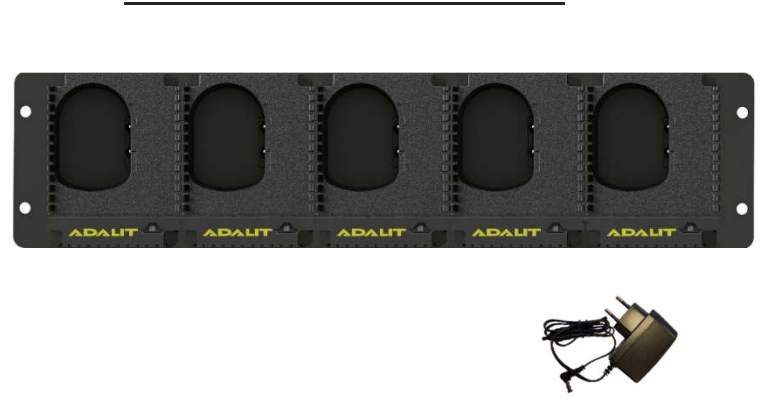 Adalit L-4000 Charger with LED status indicator, compact wall-mounted design for 100/240V AC power, IP54-rated for industrial use.