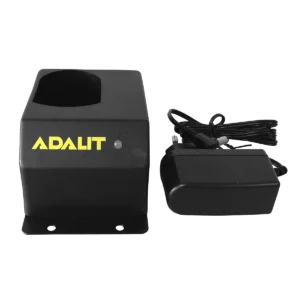 Adalit L-4000 Charger with LED status indicator, compact wall-mounted design for 100/240V AC power, IP54-rated for industrial use.