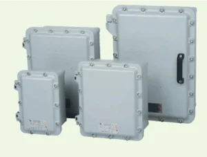 Warom BXT-III-W explosion-proof terminal box, heavy-duty aluminum enclosure with bolted flameproof cover, IP66 rating, certified for ATEX Zone 1/2 and Zone 21/22 hazardous areas.