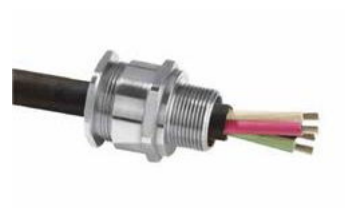 ATEX-certified nickel-plated brass explosion proof cable gland, 1/2" NPT, IP68-rated, for unarmored or braided cables in hazardous industrial environments.