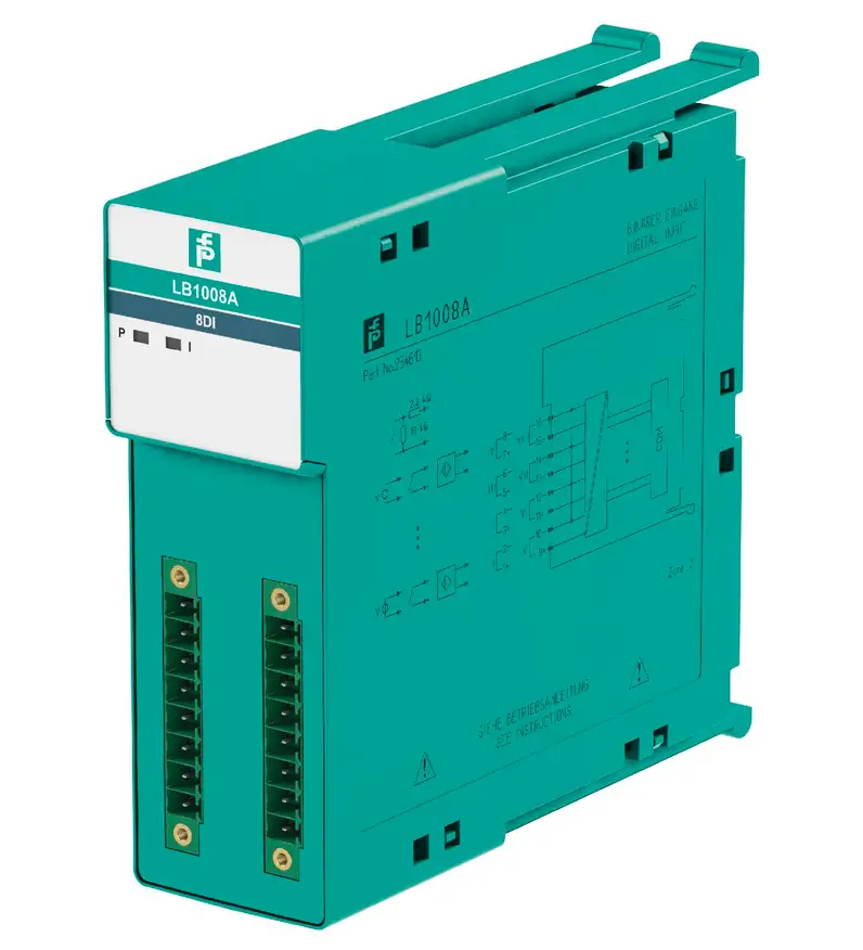Pepperl+Fuchs LB1008A Digital Input Module – ATEX IECEx Zone 2 certified 8-channel NAMUR input module for hazardous area automation