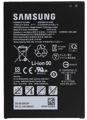 Pepperl+Fuchs BP T05 X2 intrinsically safe Li-Ion battery pack (5050 mAh) for Tab-Ex 05 D2 and DZ2 tablets, showing the sleek black Samsung-cell battery with contact pins.