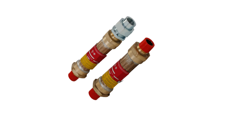 Eaton Crouse-Hinds ECLK318 Explosionproof Flexible Coupling, 1-inch trade size by 18-inch length, featuring one male threaded end and one female union, brass construction for Class I Division 1 hazardous areas