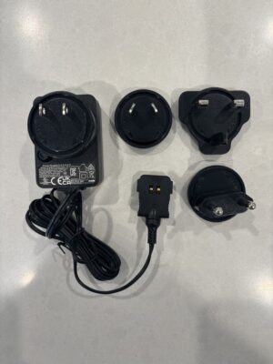 Black AC/DC wall-plug power adapter with a 5-foot reinforced cable and a circular barrel-style connector, specifically for the SENKO MGT-P portable multi-gas pump detector."