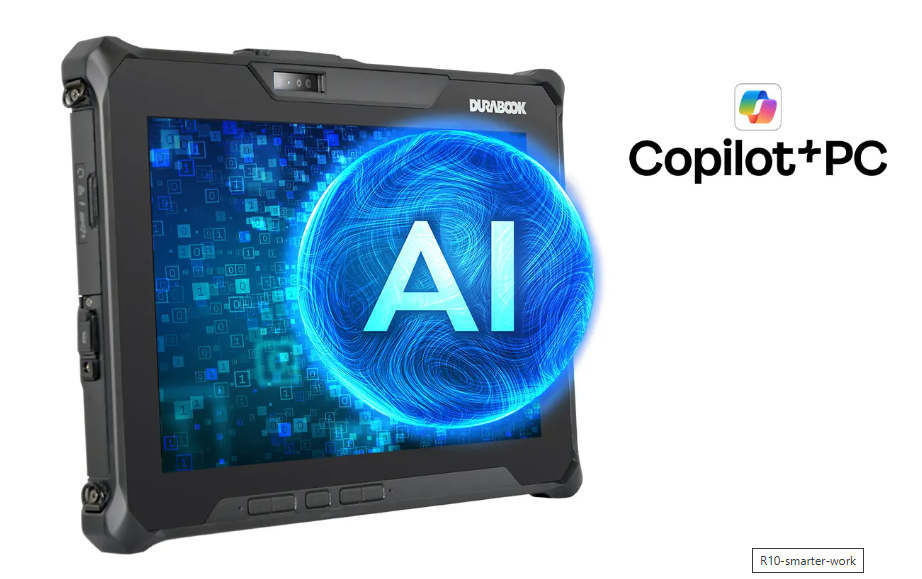 DURABOOK R10 rugged tablet being used in an industrial setting, highlighting its C1D2 hazardous area certification.