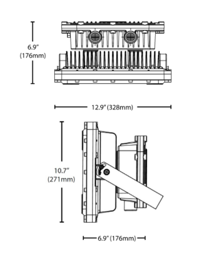 Titan XPQ1B Hazardous Location LED Flood Light in Dusty Gray finish, featuring a rugged copper-free aluminum housing and adjustable trunnion bracket for C1D2 industrial environments