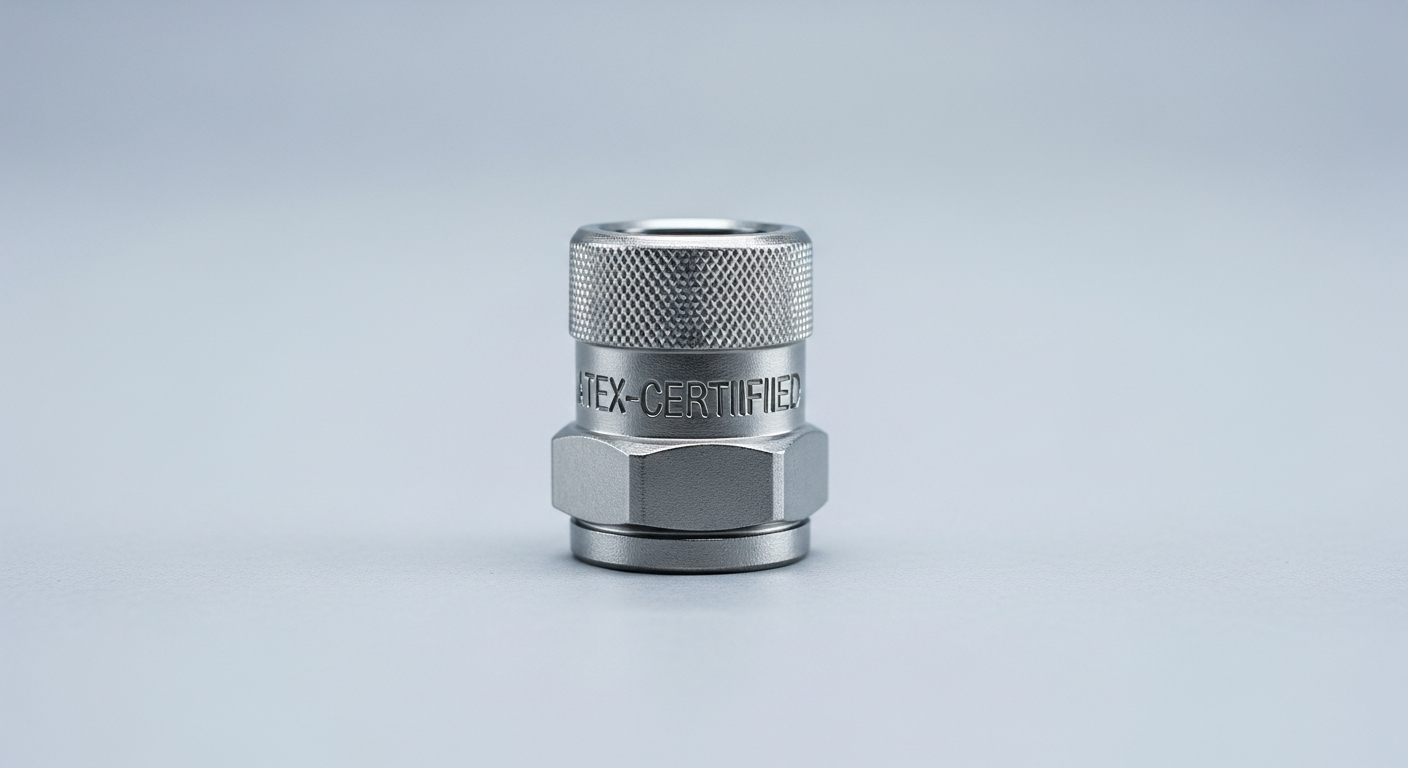 A close up view of a certified gland from an atex cable gland selection guide.