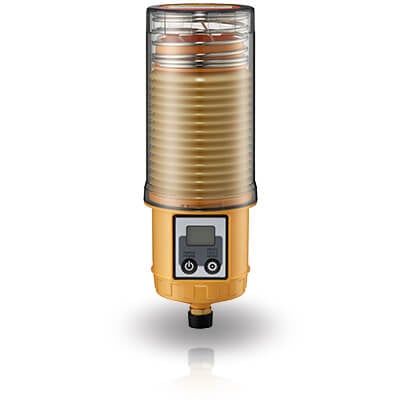 Pulsarlube EXPL480 intrinsically safe automatic lubricator with LCD display, 480ml reservoir capacity, certified for hazardous gas and dust environments.