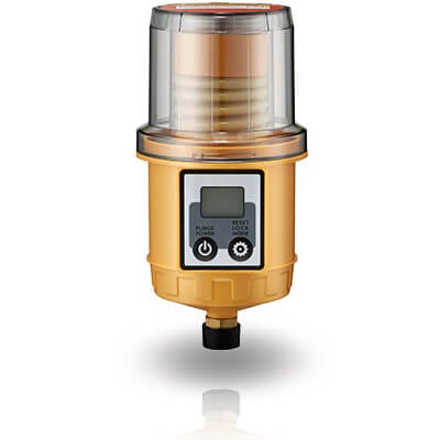 Pulsarlube EXPL60 intrinsically safe automatic lubricator with LCD display, 60ml reservoir capacity, certified for hazardous gas and dust environments.
