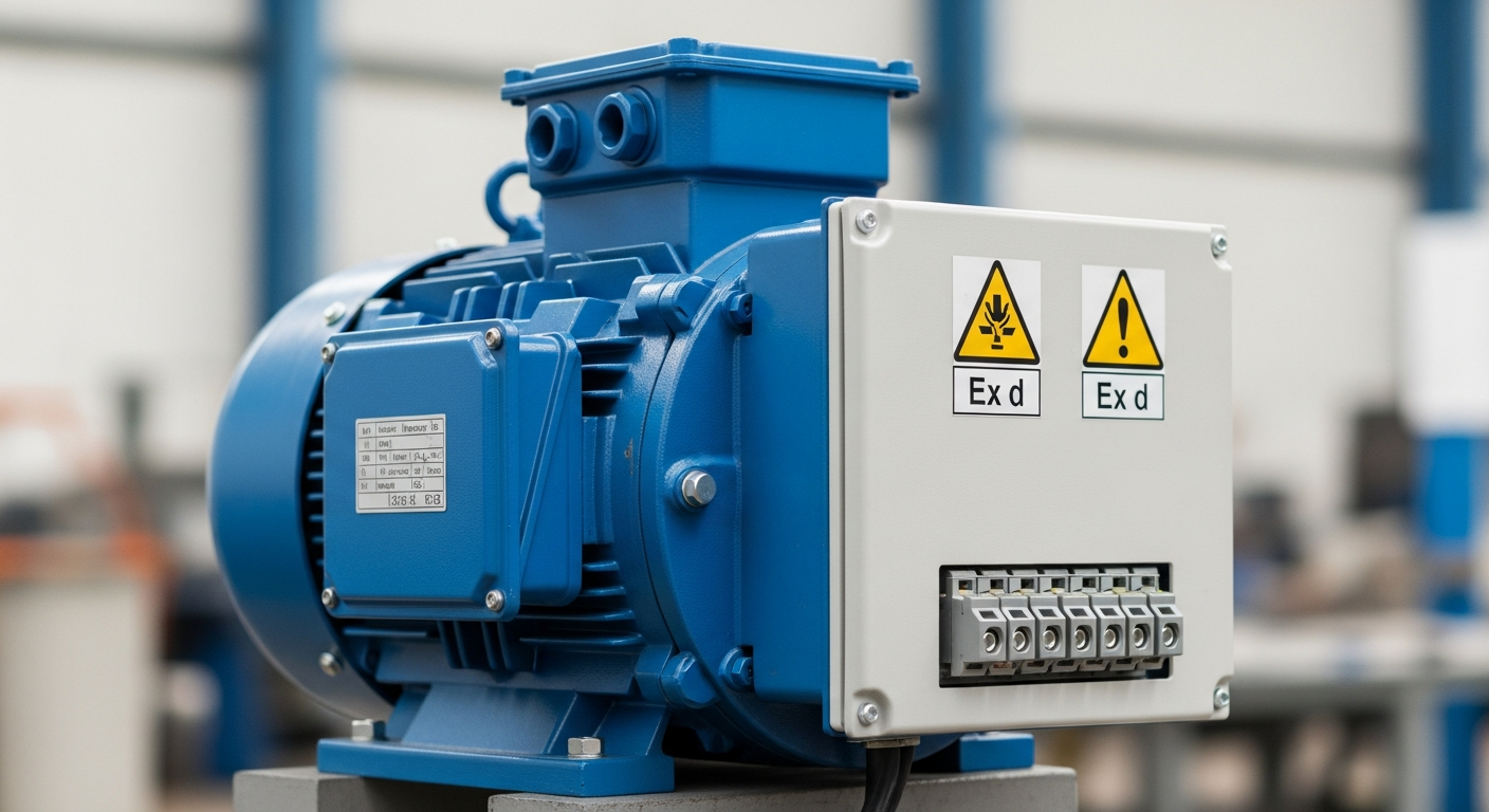 A flameproof motor illustrating the explosion proof vs flameproof concept