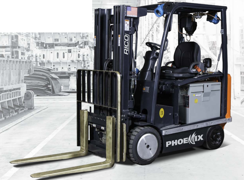 RICO DSD-EX-AC-60 explosion proof forklift with brass spark-proof forks and EX rating certification