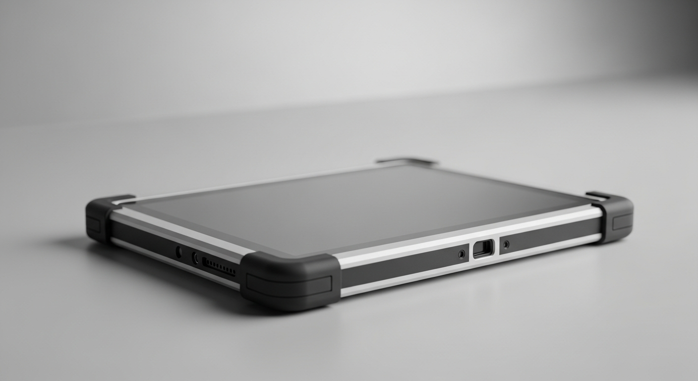 A rugged industrial tablet, illustrating the difference in rugged vs intrinsically safe equipment.