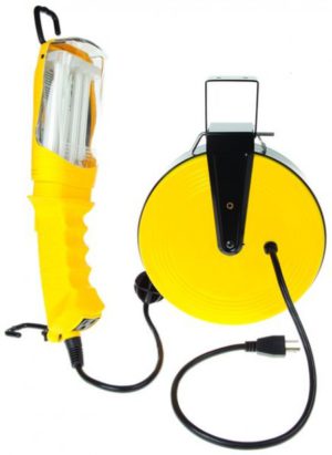 Bayco 26w Fluorescent Work Light w Single Outlet on 40ft Metal Reel SL-875 Main image