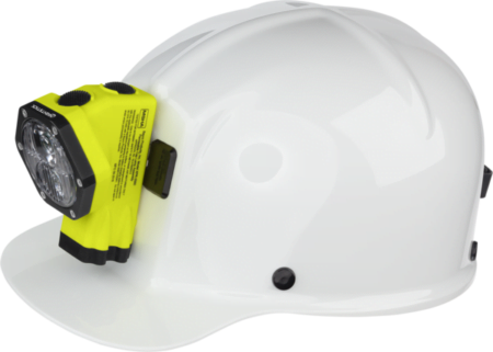 Intrinsically Safe Rechargeable Cap Lamp (Light & Battery Only) XPR-5560GLB OnWhiteHardHat2