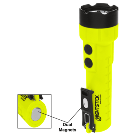 Intrinsically Safe Rechargeable Dual-Light Flashlight wDual Magnets.