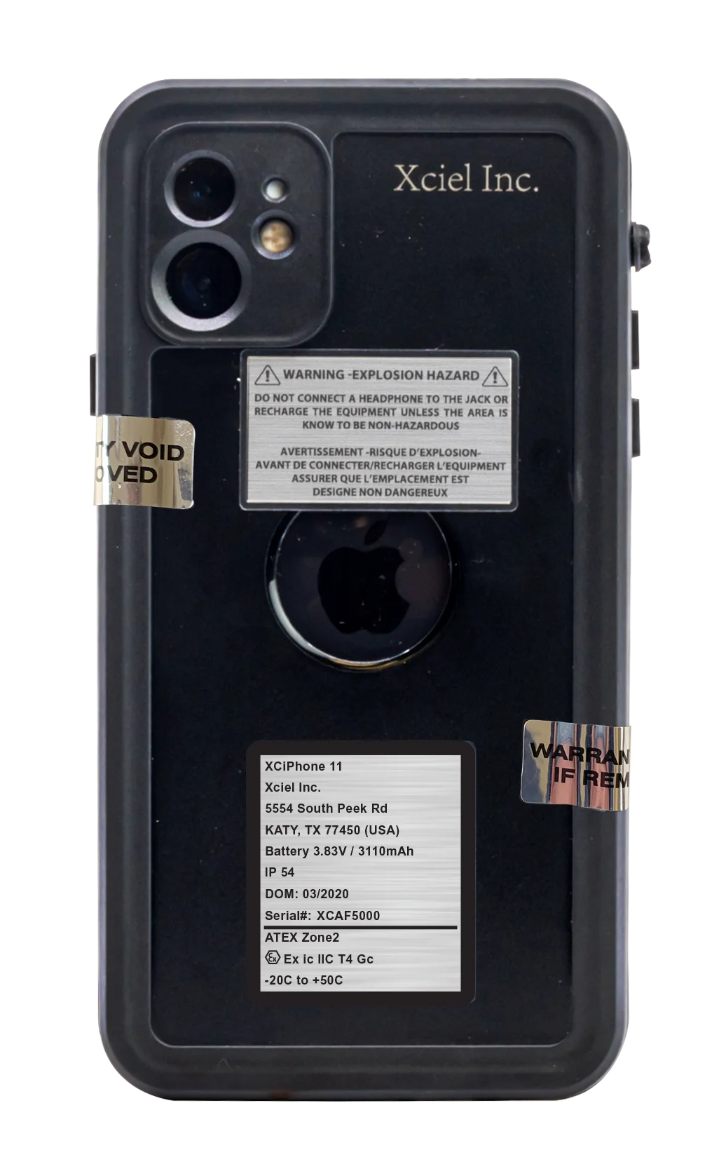 Intrinsically Safe iPhone XS Max Case ATEX Zone 2 Back Image