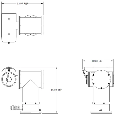 Explosion Proof CCTV Camera IVC APTZ-3045-07 X-Series Different Angles Dimension 2D