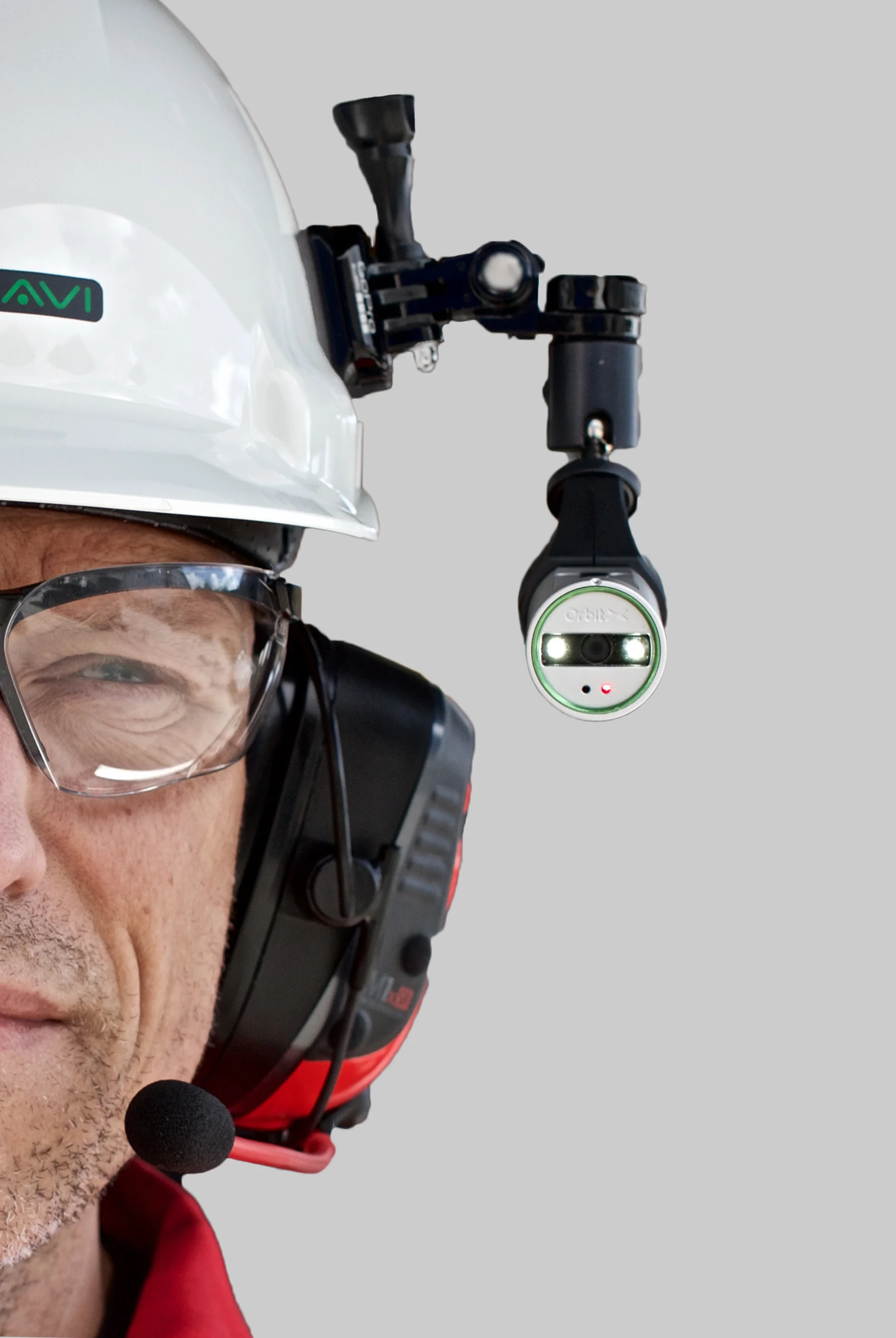 Intrinsically Safe Camera Orbit X Bartec attached to helmet