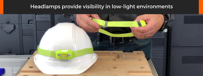 headlamps provide visibility in low-light environment